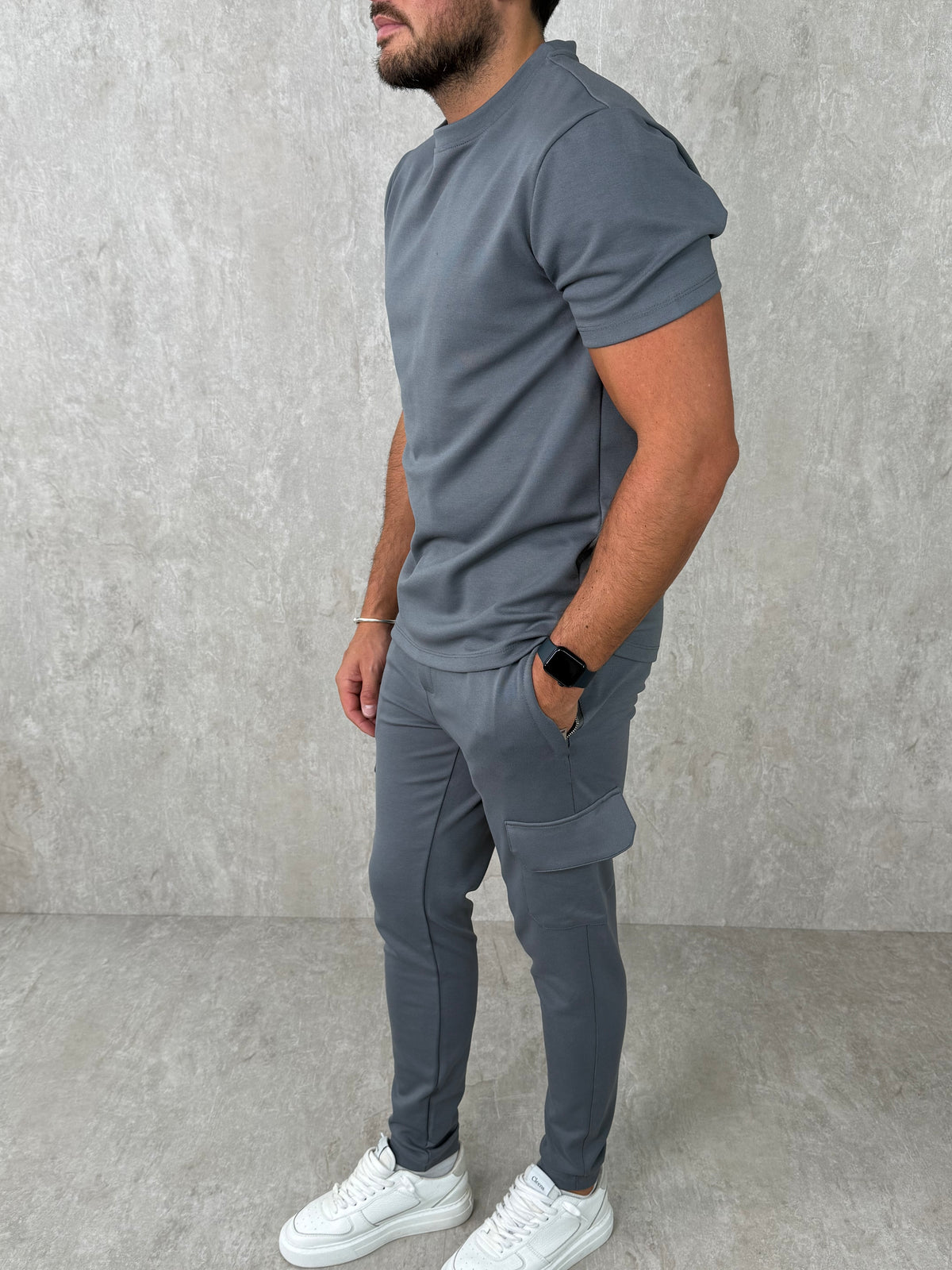 T-Shirt & Cargo Set Steel Grey