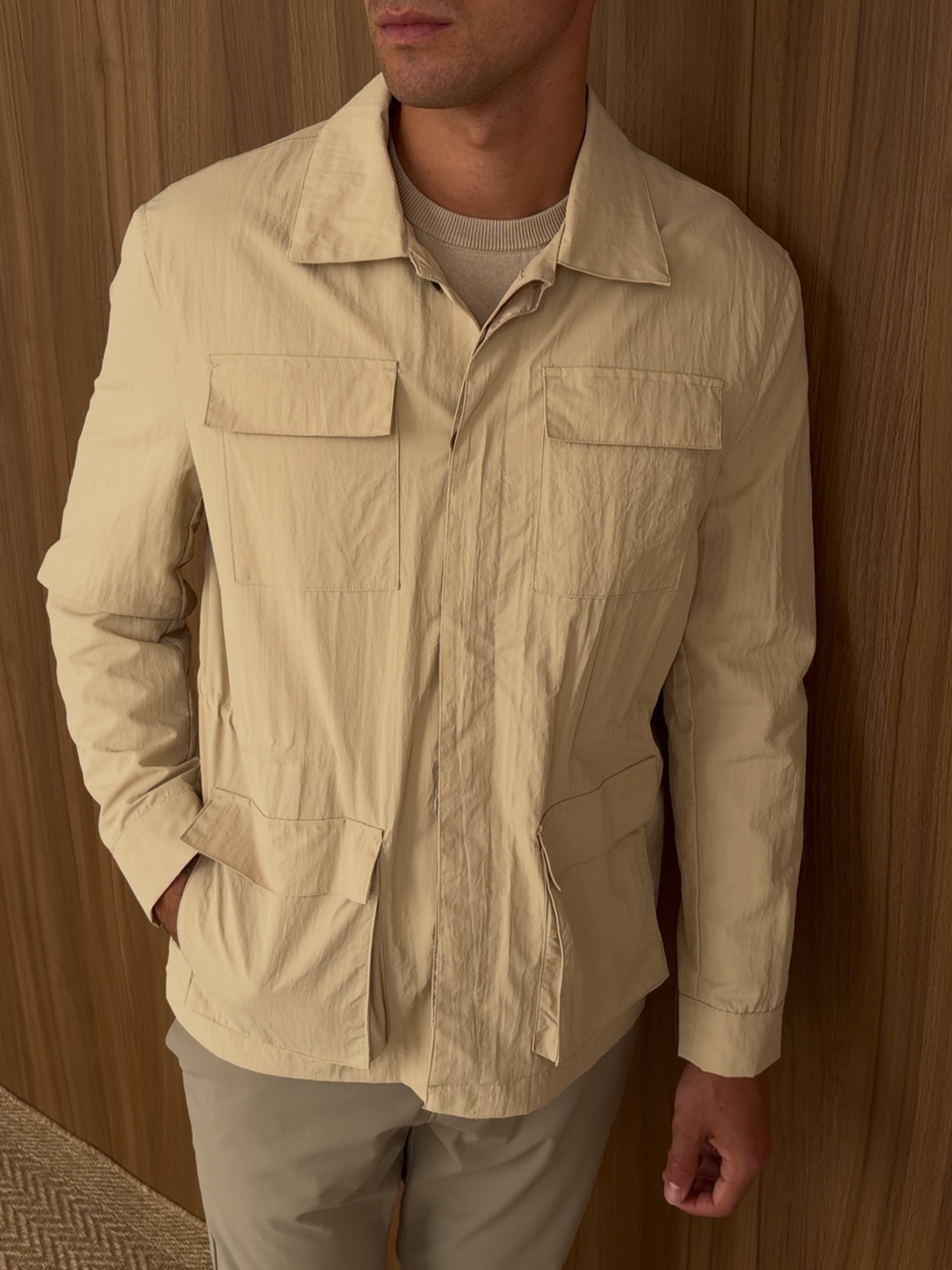 Technical Field Jacket With Pocket Detail Stone