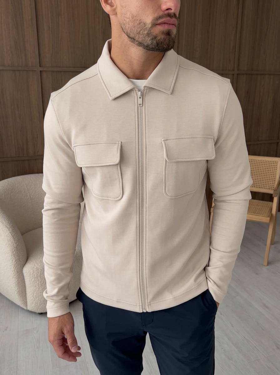Premium Jersey Interlock Full Zip Overshirt Ercu