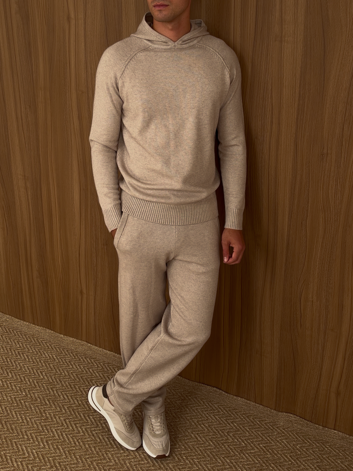 Knitted Raglan Hoodie Biscuit