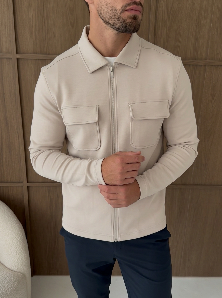 Premium Jersey Interlock Full Zip Overshirt Ercu
