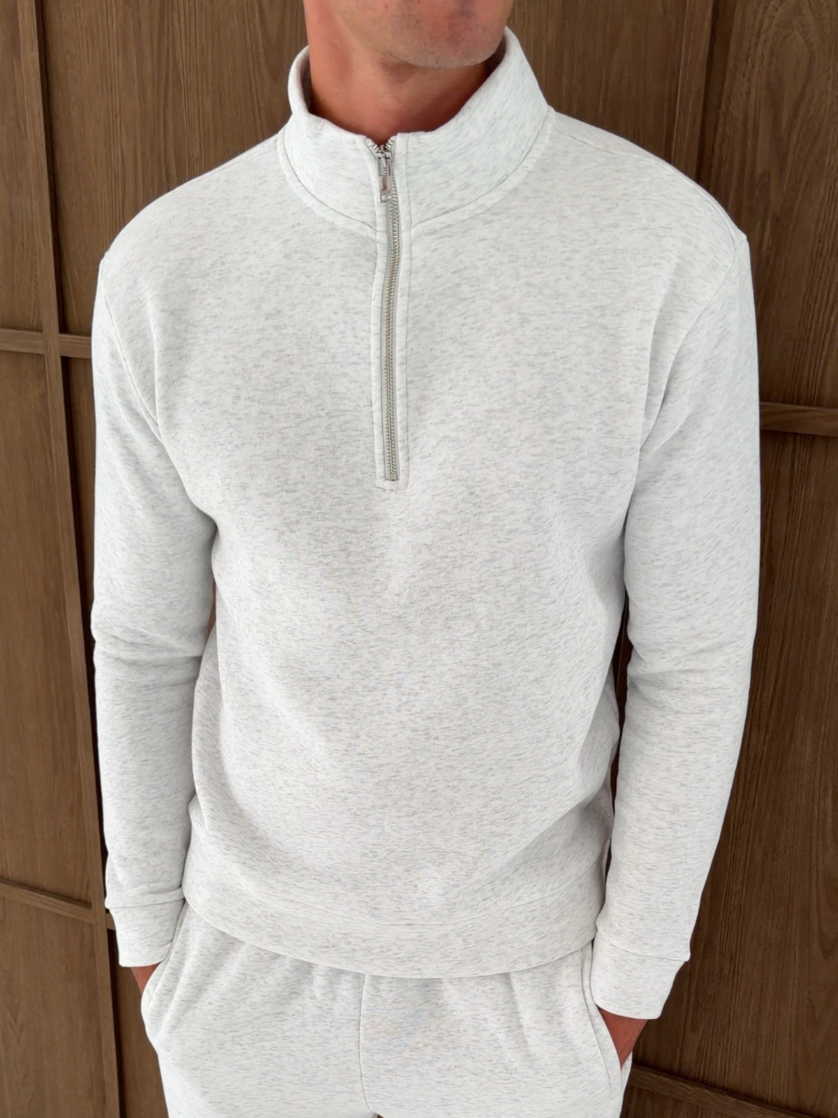 Relaxed Fit Half-Zip Heather-Grey