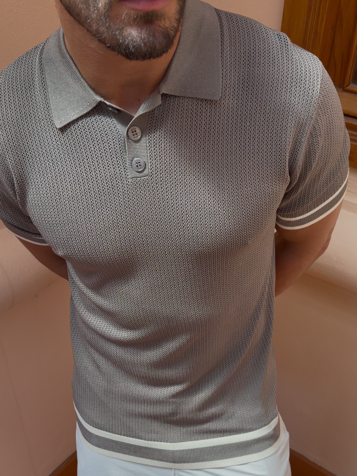 Crochet Knitted Short Sleeve Polo