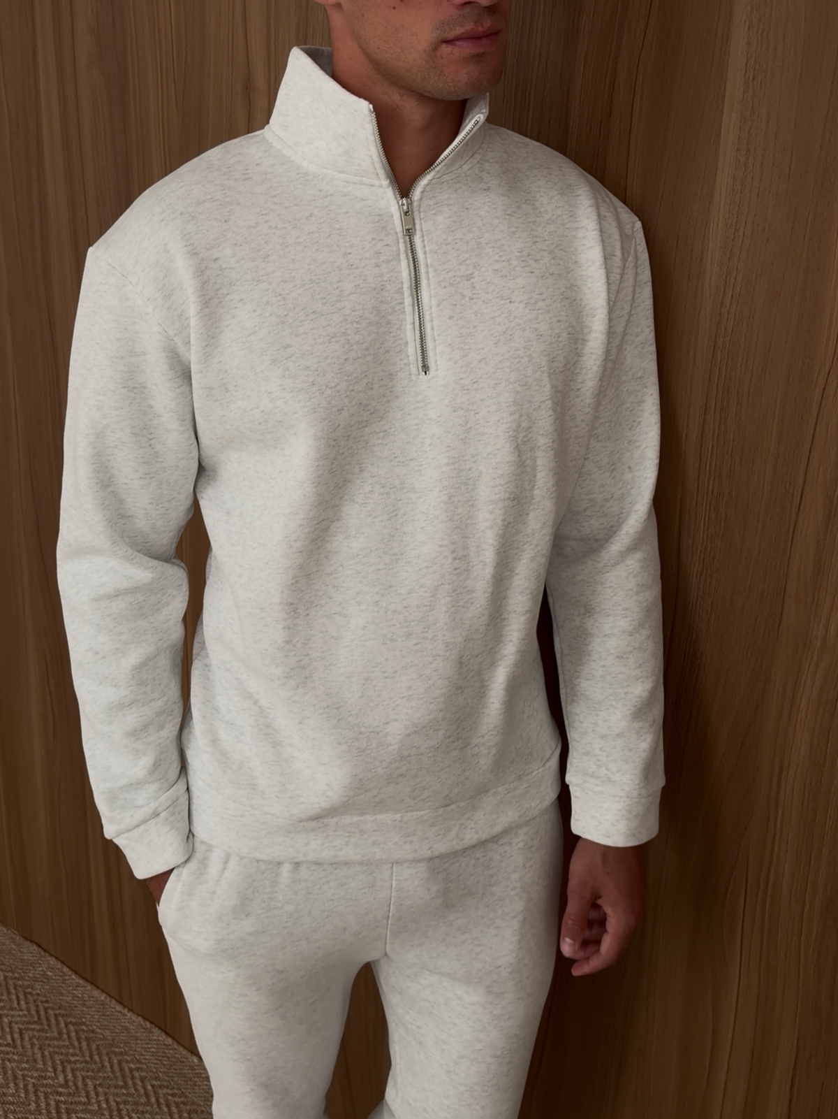Relaxed Fit Half-Zip Heather-Grey