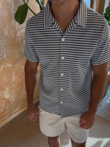 Textured Stripe Short Sleeve Shirt
