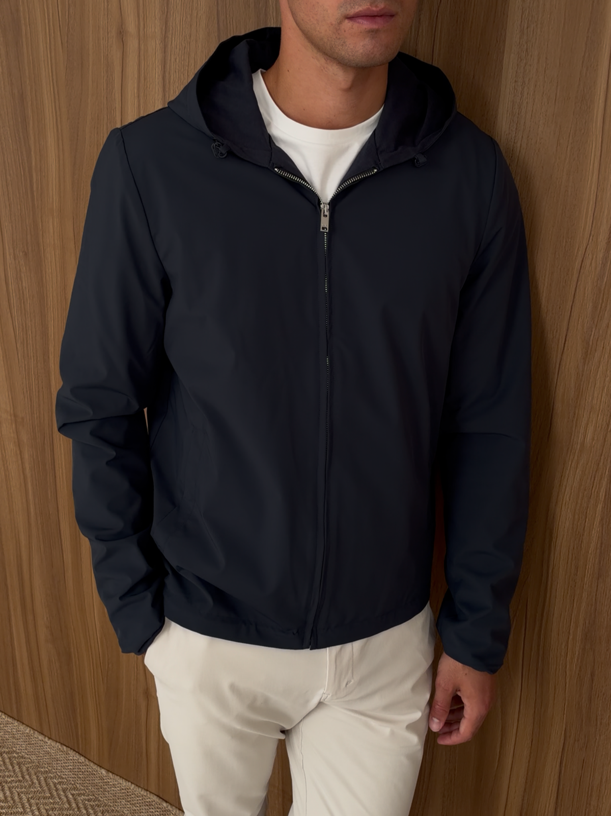 Premium Technical Hooded Jacket Light Navy