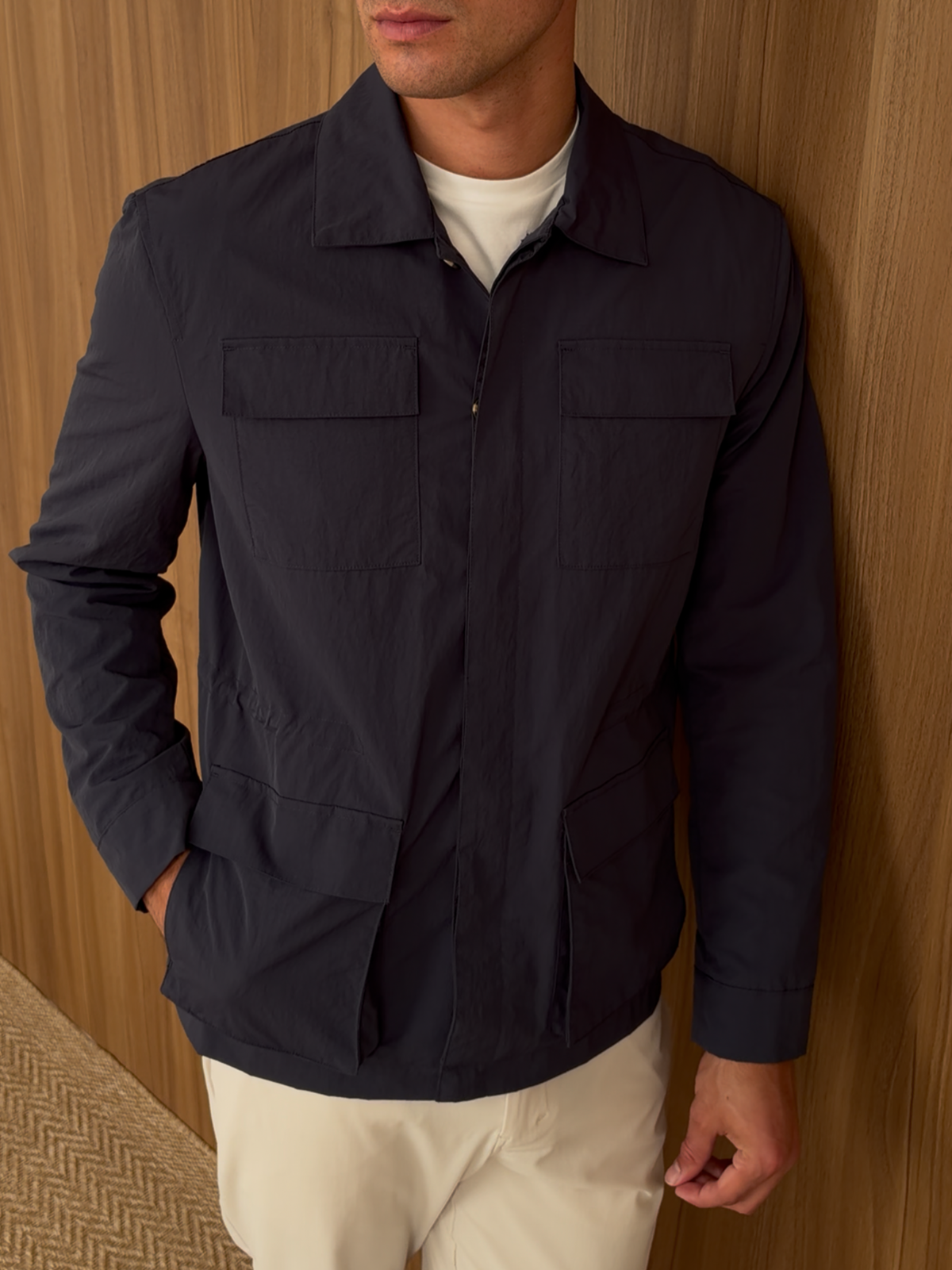 Technical Field Jacket With Pocket Detail Navy