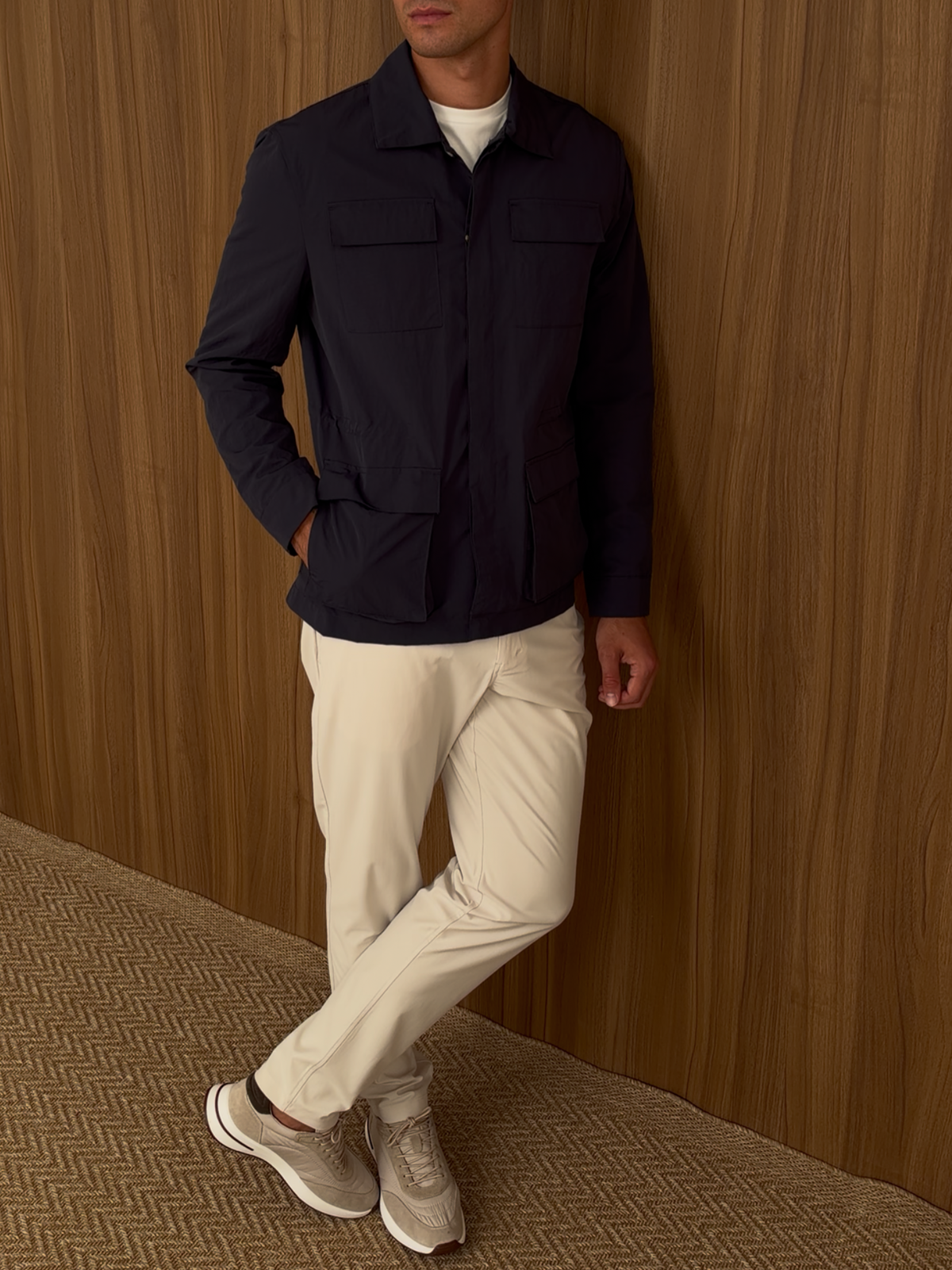 Technical Field Jacket With Pocket Detail Navy