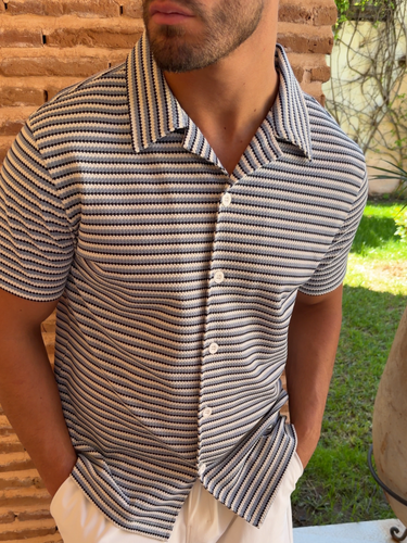Textured Stripe Short Sleeve Shirt