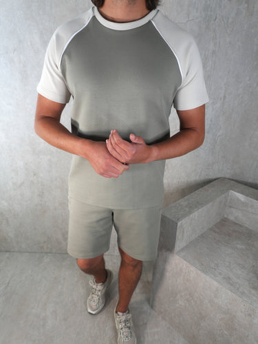 JERSEY INTERLOCK CONTRAST PIPING T-SHIRT